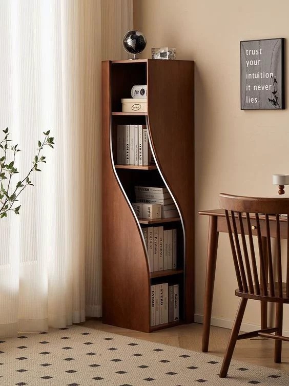 Elegant wardrobe with veneer finish and brass handles, Kraftline